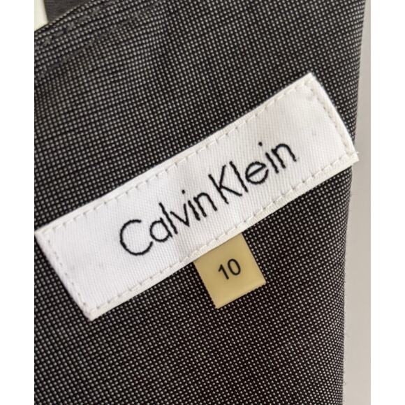 Calvin Klein Womens Grey White Checked Sleeveless A-Line Dress with Belt Size 10 - Picture 4 of 10